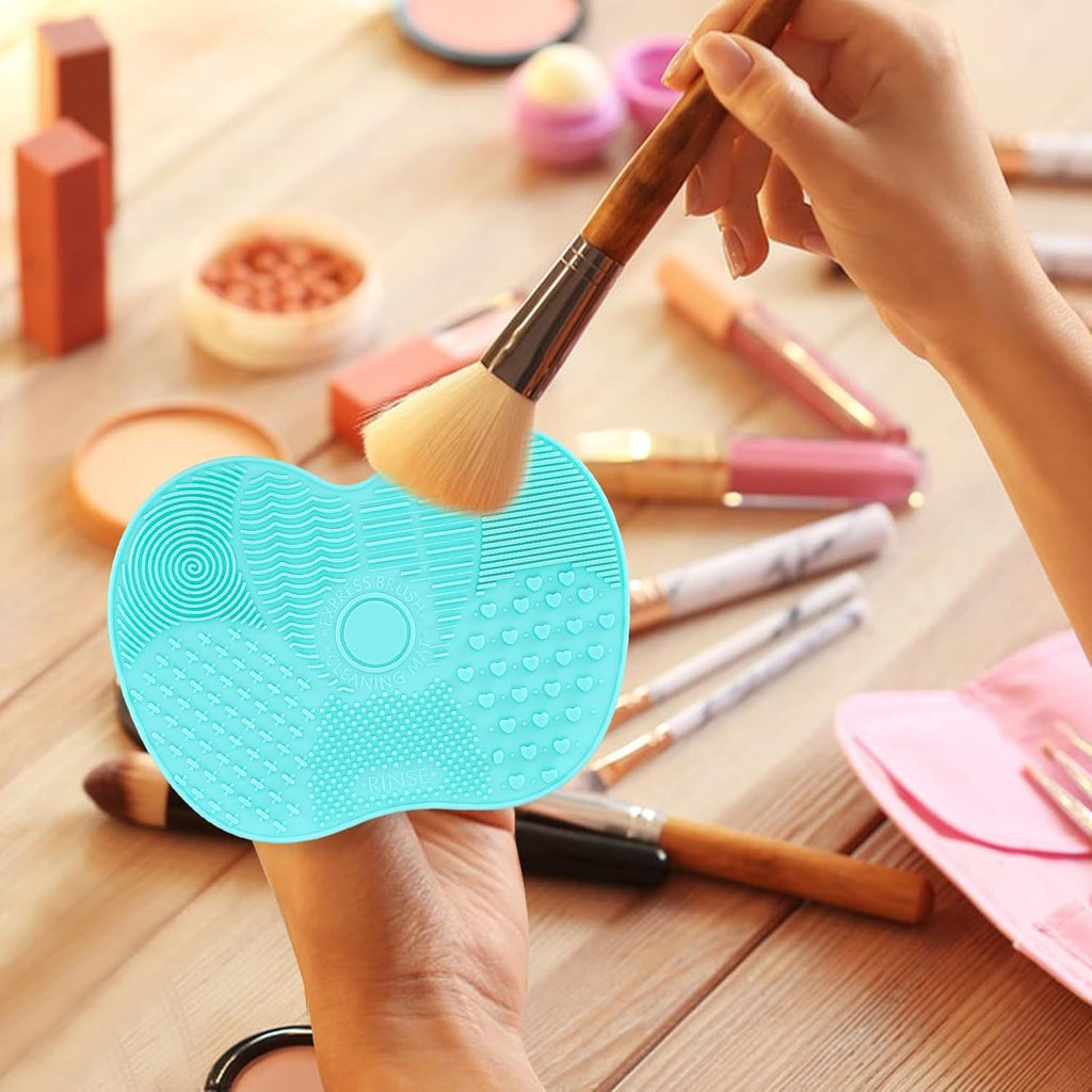 Makeup Brush Cleaner Mat With Suction Cups - Portable Washing Pad For Deep Cleaning Cosmetic Brushes