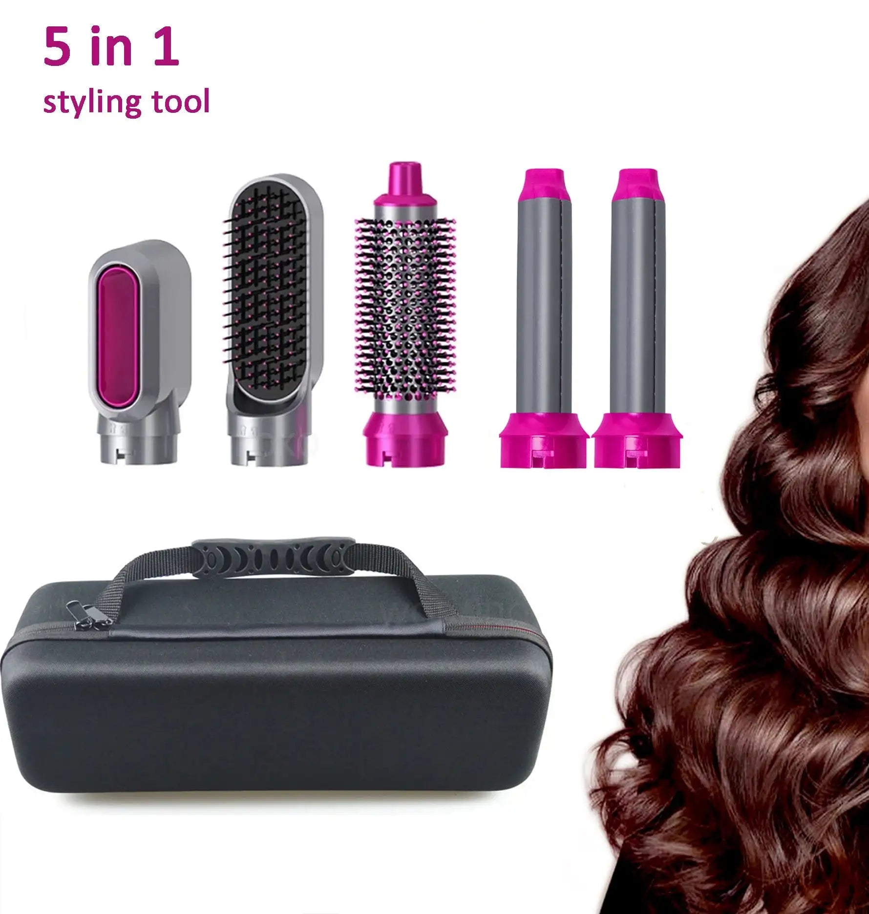 5-IN-1 Detachable Blow Dryer Brushes and Curling Rods For Straightening & Curling Hair