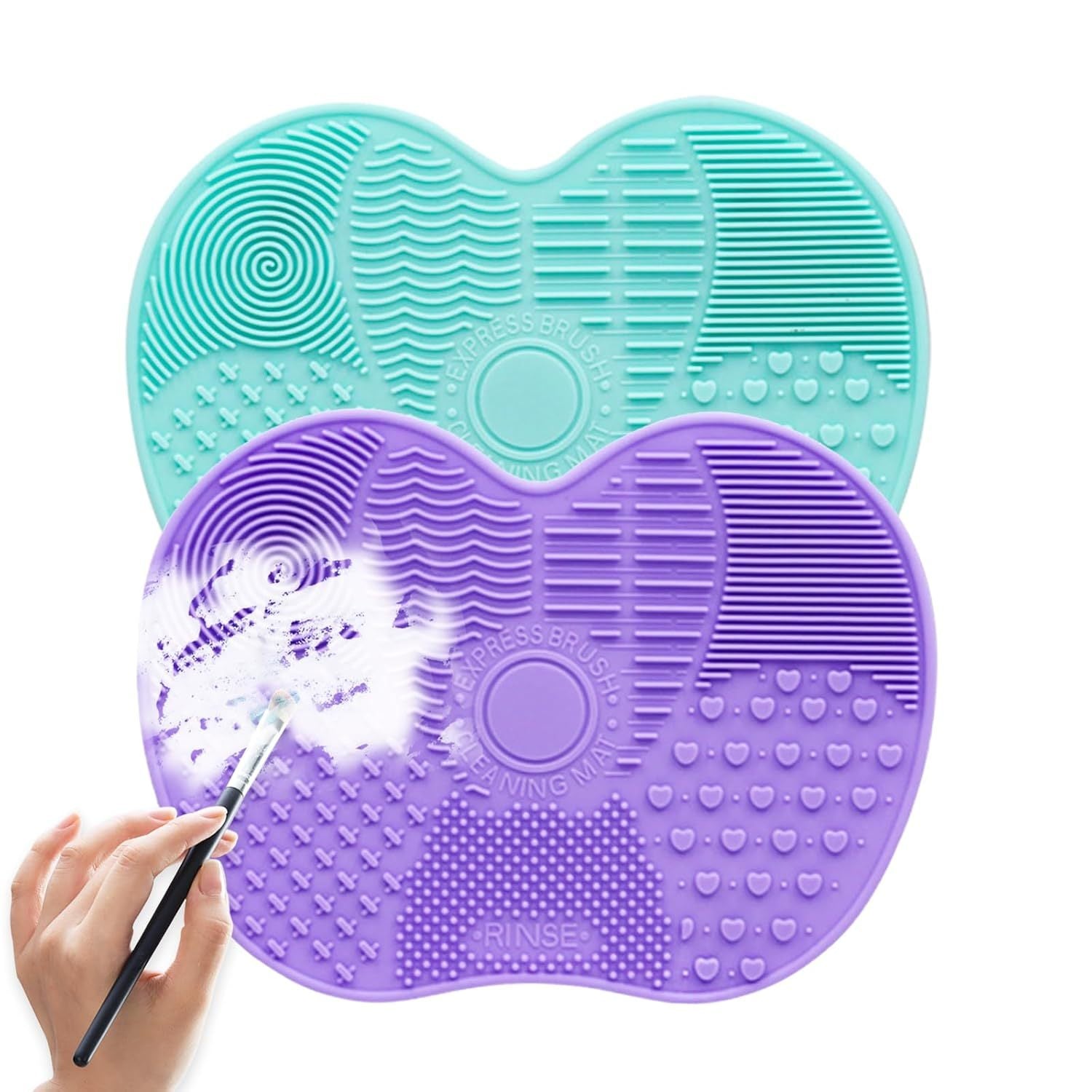 Makeup Brush Cleaner Mat With Suction Cups - Portable Washing Pad For Deep Cleaning Cosmetic Brushes