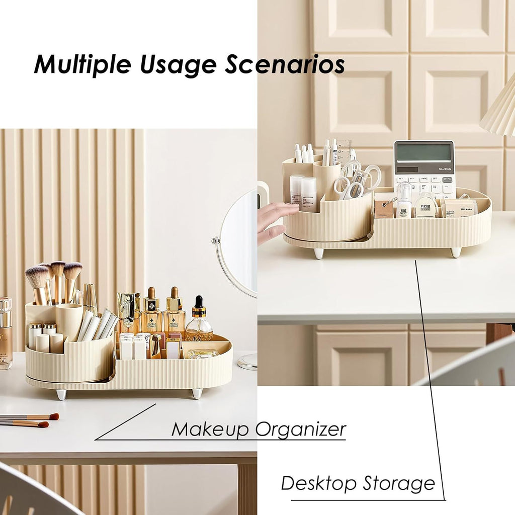 Makeup Organizer - Rotating, Large Capacity Cosmetic Display Case