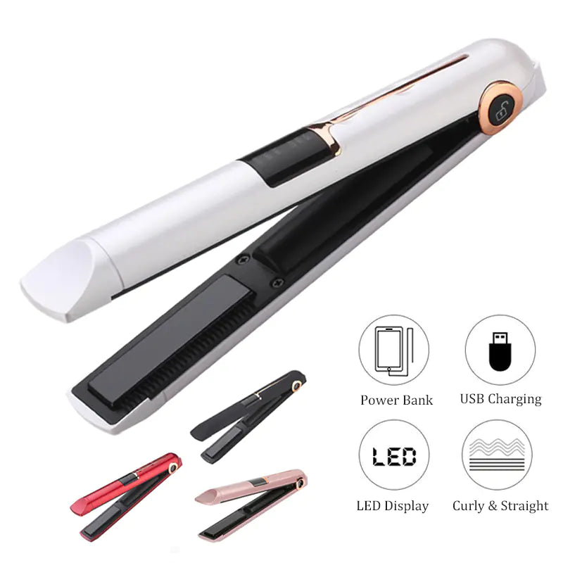 Portable Hair Straightener and Curler - USB and Rechargeable