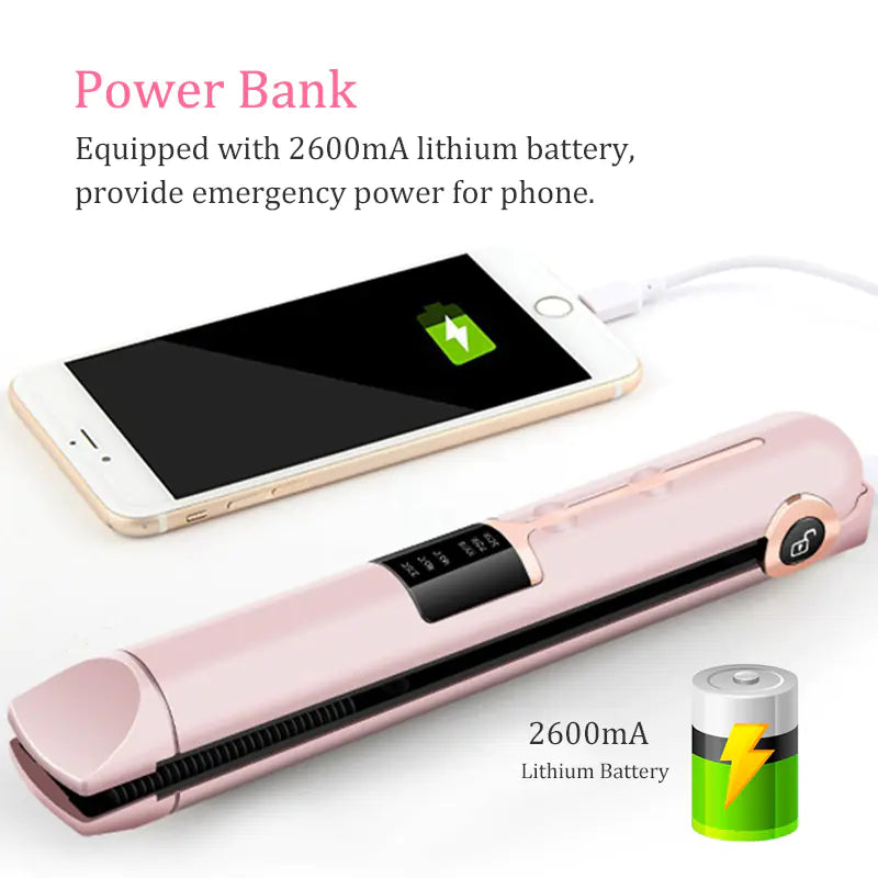 Portable Hair Straightener and Curler - USB and Rechargeable