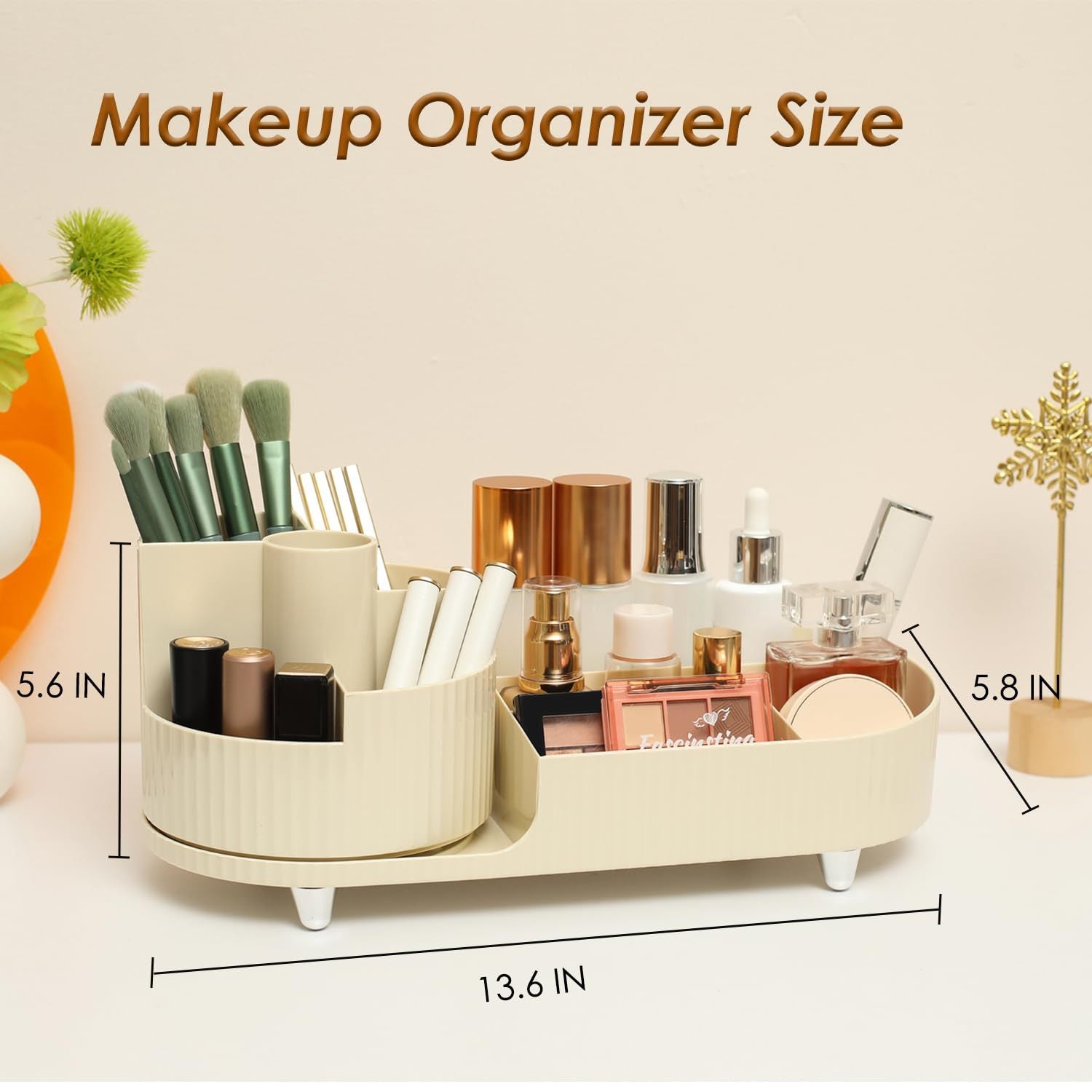 Makeup Organizer - Rotating, Large Capacity Cosmetic Display Case
