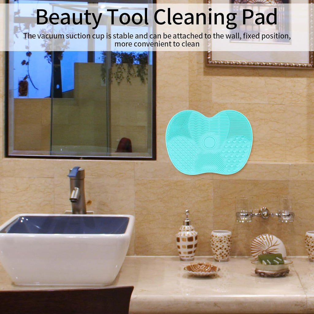 Makeup Brush Cleaner Mat With Suction Cups - Portable Washing Pad For Deep Cleaning Cosmetic Brushes