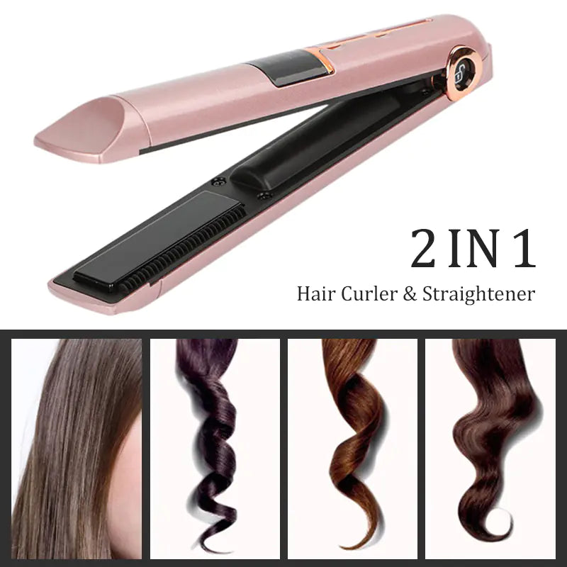 Portable Hair Straightener and Curler - USB and Rechargeable