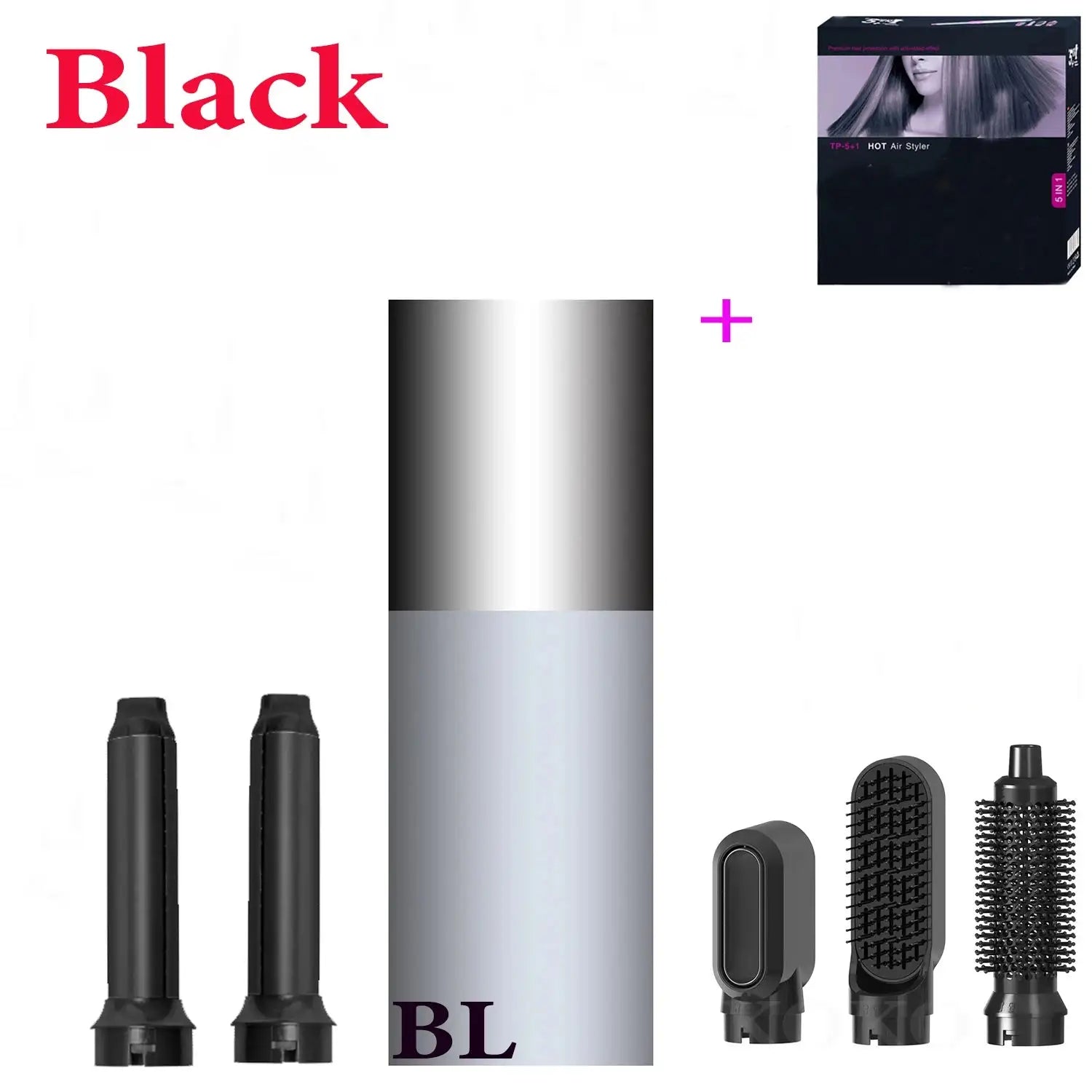 5-IN-1 Detachable Blow Dryer Brushes and Curling Rods For Straightening & Curling Hair